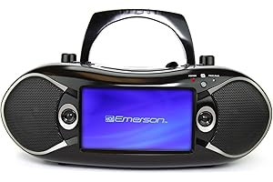 Emerson EDL-2870H Bluetooth DVD Boombox with AM/FM Radio & Digital TV, Portable Multimedia Player with 7" LCD Screen, HDMI, Bluetooth, USB/SD Playback, Twin Speakers, Black