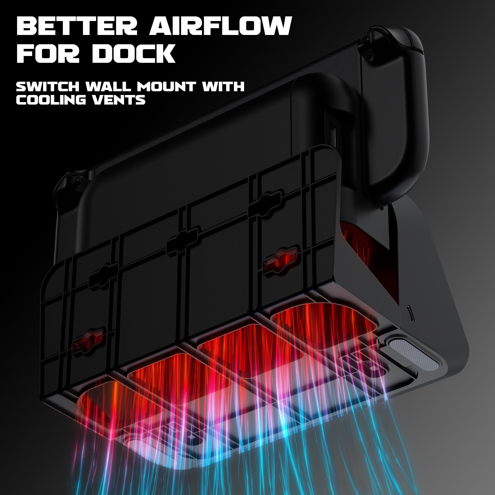 Hosanwell Switch 2 Wall Mount, RGB Light Wall Mount for Switch 2, 4 Joy-Cons Charging, 4 Game Slots,Black [nintendo_switch_2]
