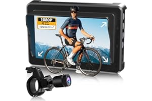 PARKVISION Handlebar Bike Mirror, Bicycle Rear View Camera with Anti-Glare Sunshade, 4.3'' HD 1080P Monitor, 120°/100°/80°/60° Wide Angle View, 10000mah Battery, Bike Camera for Mountain