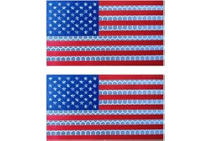 2PCS AliPlus America Flag Patches IR Infrared Reflective Patches Laser Cut Patch Hook and Loop 3.54 * 2 Inches(Red)