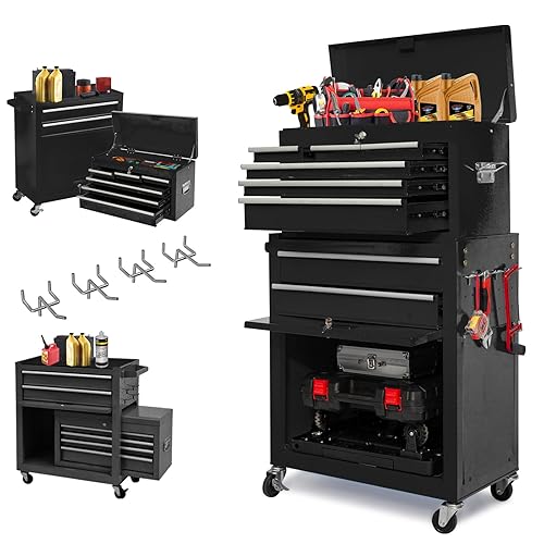 High Capacity Tool Chest Tool Box, Rolling Tool Chest with 8 Drawers