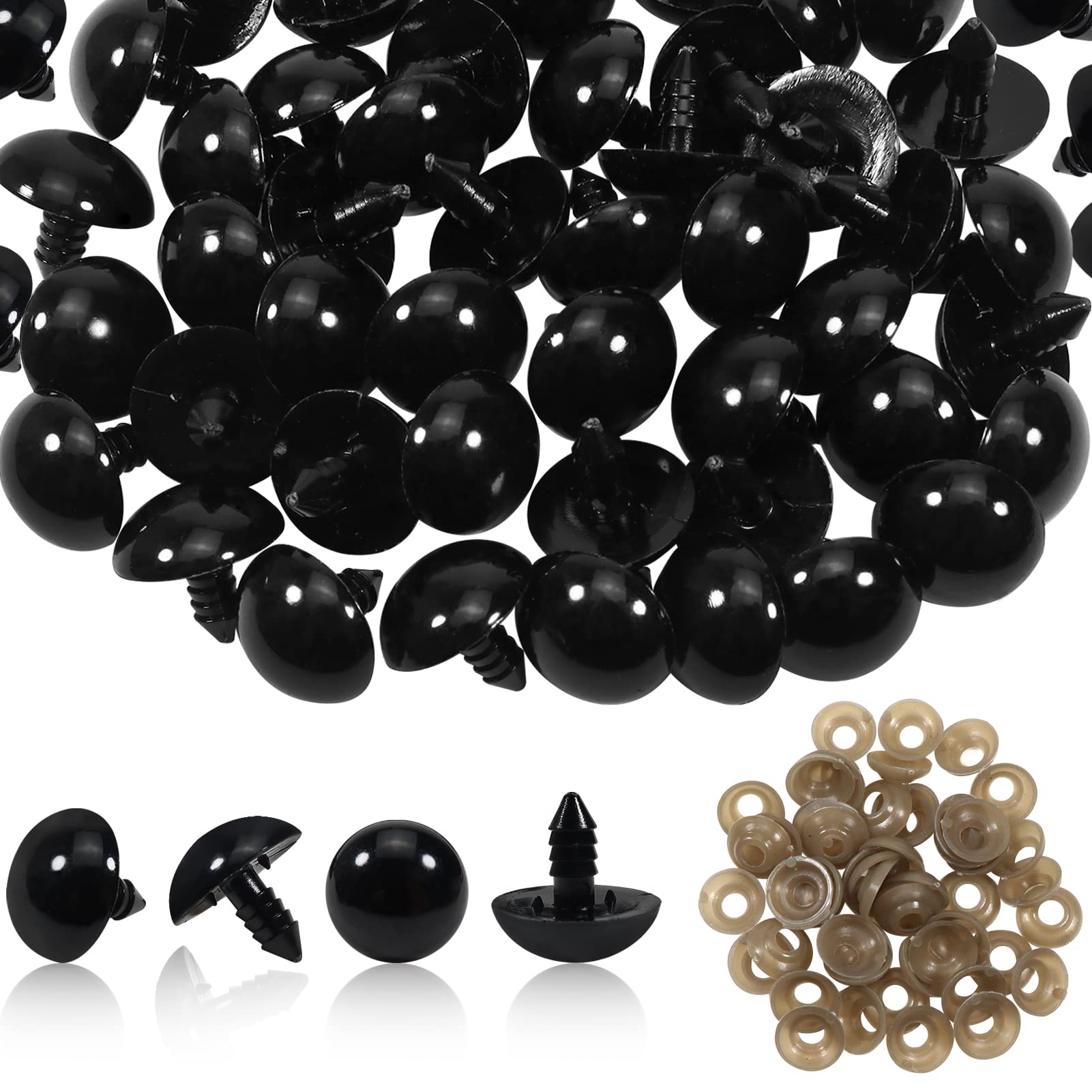 TOAOB 50 PCS 20 mm Safety Eyes for Crochet Dolls Eyes Crochet Eyes Plastic with Washers Amigurumi Doll Making DIY Craft Plush Animals