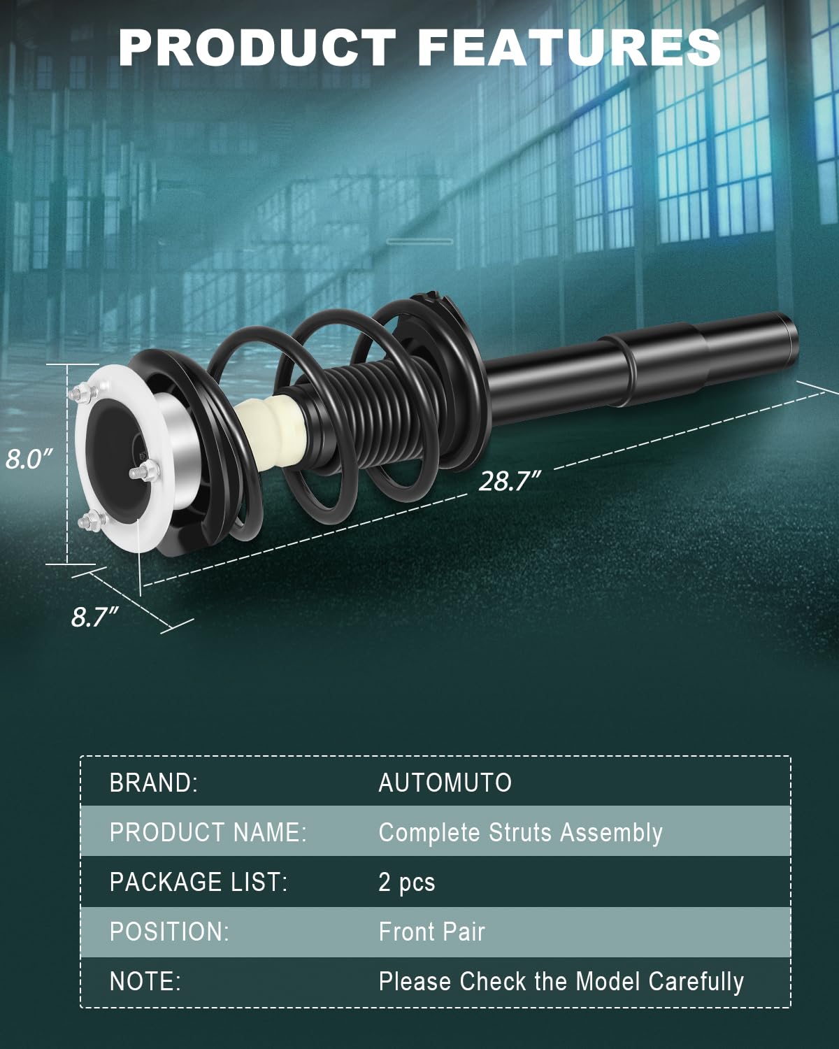 AUTOMUTO Strut Spring Assembly Front Pair struts and Shock Absorber for BMW 525i 2004-2006,for BMW 530i 2004-2007 replacement for 1335632L 1335632R