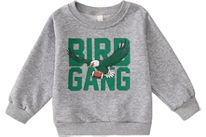 CM C&M WODRO Toddler Kid Boy Girl Football Outfit Bird Graphic Sweatshirt Game Day Shirt Long Sleeve Crewneck Pullover Tops