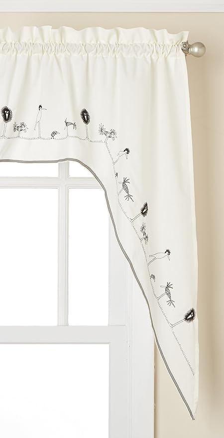 LORRAINE HOME FASHIONS Birdland Tailored Curtain 00346-SWAG-00400 Swag, 56 inch x 38 inch, Black/Ecru