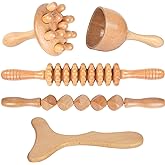 Komogir Wood Therapy Massage Tools 5-in-1 Lymphatic Drainage Massager Maderoterapia Kit Wooden Massager Body Sculpting Tools for Muscle Pain Relief, Anti-Cellulite, Body Contouring and Shaping