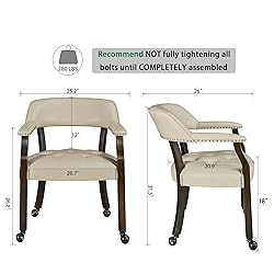 JESONVID Set of 4 Dining Leather Chairs with