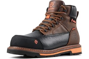 SUREWAY Men's 6" Soft/Composite Toe Heavy Duty Waterproof Work Boot GoodyearWelt Oil/Slip Resistant Dual-Density Comfortable Outsole Crazy Horse Leather EH Construction Industrial Safety Work Boots