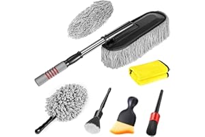 Fitosy Car Interior Exterior Duster Set, Scratch Free, Soft Dash Vent Duster Detailing Brushes Dusting Cleaning Kit Tools for Car,Auto,Truck,SUV,RV,Motorcycle (Interior & Exterior Set)