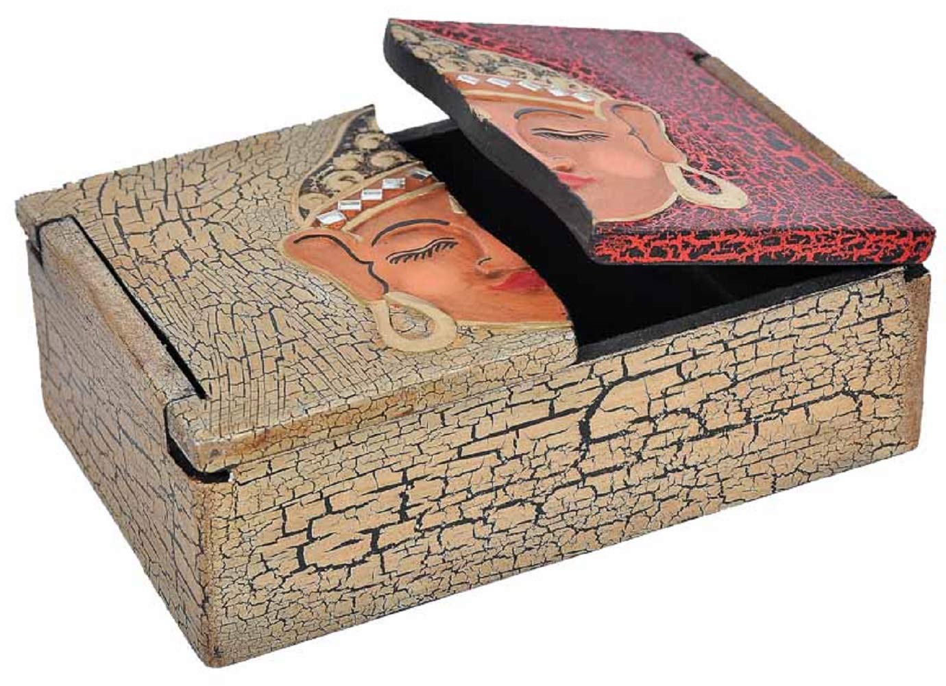 Wooden Box from Albesia Wood, Hand Painted, Ying Yang or Buddha — image 1