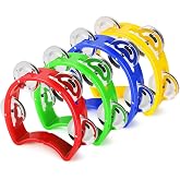Flexzion Mini Tambourines, 4-Color Hand Percussion Music Set | Small Tambourine Instruments for Music Activities, Parties, and Classroom Rhythm Play