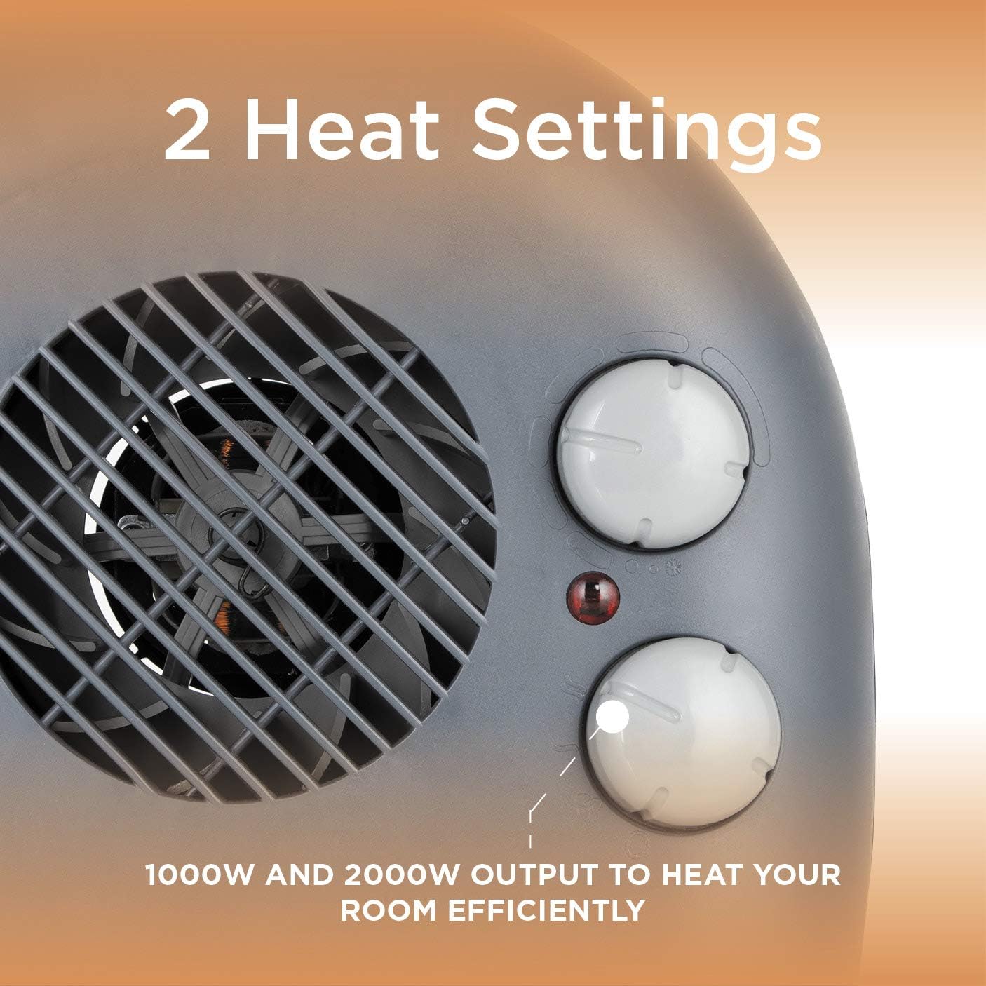 Warmlite 2000W Portable Flat Fan Heater with 2 Heat Settings and Overheat Protection, Dark Titanium, WL44004DT - Image 4