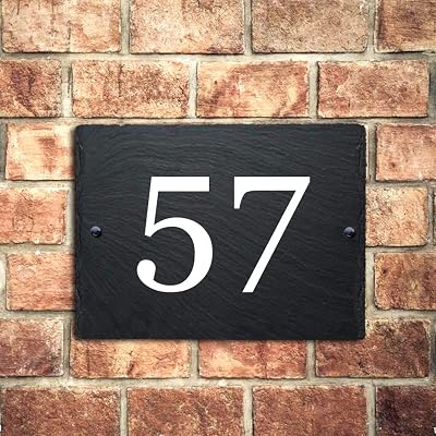EDS G Personalised Natural Slate House Sign 20x15cm UV Printed Door Number