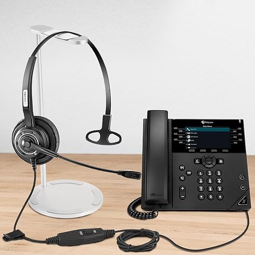 Phone Headset RJ9 with Microphone Noise Cancelling Mute Switch