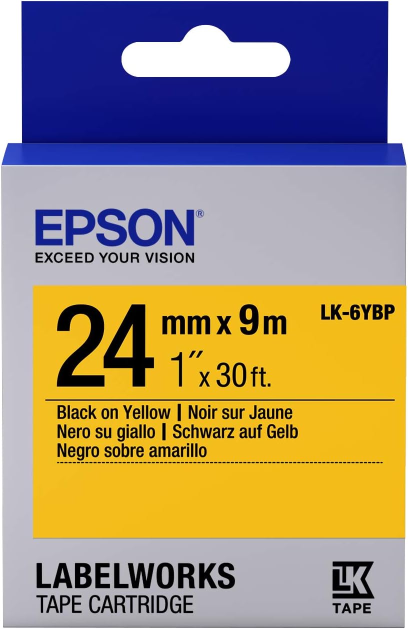 Epson LK-6YBP Yellow Background Black Text Tape 24 mm x 9 m, No