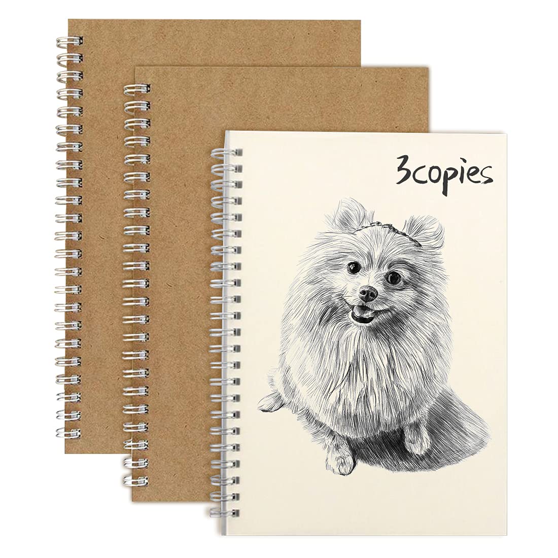 A5 Sketch Book - 3 Pack Brown Paper Sketchbook, Sketch Books for Drawing Blank Notebook, Kraft Paper Sketchbook Plain Sketchbook Drawing Pad for Write Draft/Take Notes/Scrapbook(100 Pages/50 Sheets)