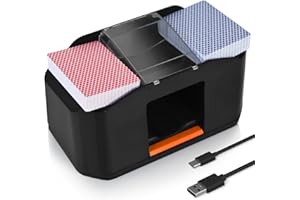 Nileole 2 Decks Low Noise Card Shuffler, Automatic 2000 MAh Rechargeable Electric Shuffler, Playing Cards, Texas Hold'em, Poker, Home Card Games, Blackjack