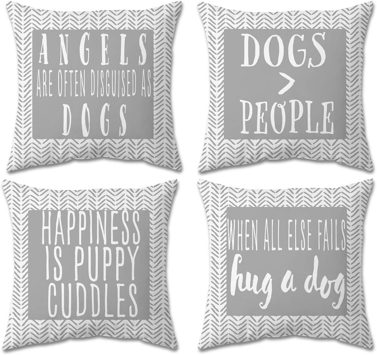 Cappy&Luna Creations Dog Decor Dog Pillow 100% Cotton 18x18 Double-Sided Pillow Covers Set of 2, Gray