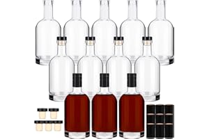 Liengoron Wine Bottles 12PCS Glass Bottles 375 ML Glass Bottles with Lids 12 oz Glass Bottles with Cork Empty Wine Bottles with Stopper Empty Clear Wine Bottles for Wine Beverages Beer Water Soda