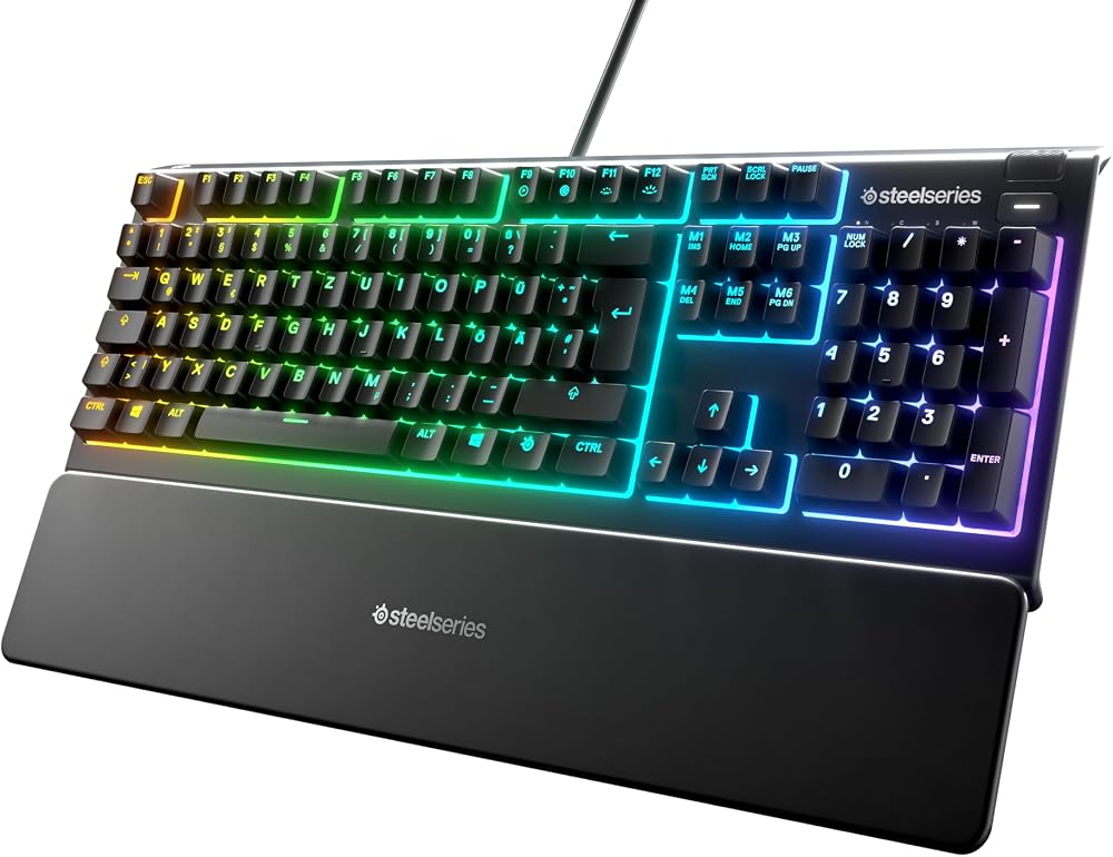 SteelSeries Apex 3 Gaming Keyboard Silent 10-Zone RGB IP32 Waterproof