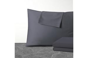 SHUNJIE.HOME 4 Pack Pillow Protector Standard Size 100% Egyptian Cotton Pillow Covers, 400 Thread Count Sateen Weave Cooling Pillow Cases with Zipper Hidden, Breathable Non Noisy Easy Care, Set of 4 (Dark Grey)