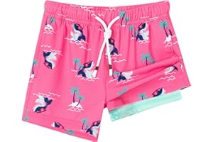 SURF CUZ Boys Swim Trunks with Boxer Brief Liner Toddler Boy Stretch Swimsuit Shorts Quick Dry Swimming Trunks Bathing Suit
