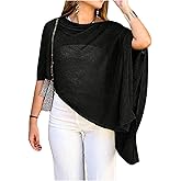 GORGLITTER Women's Sheer Poncho Shawl Boat Neck Bat Wing Knit Tops Crochet Cover Up Lightweight Sweater Spring Outfits 2026