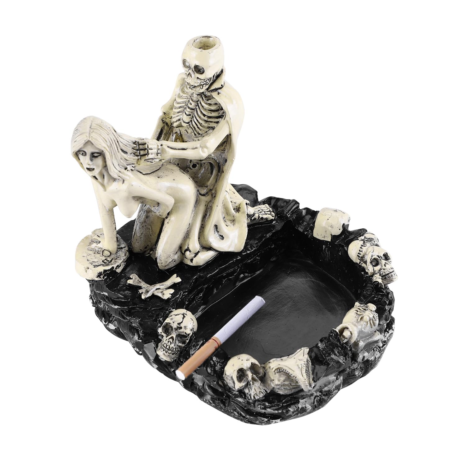 Skeleton Ashtray Resin Creative Skull Ashtray Spooky Skeleton Figurine Halloween Decorations Gothic Home Bedroom Living Room Ornament Decor