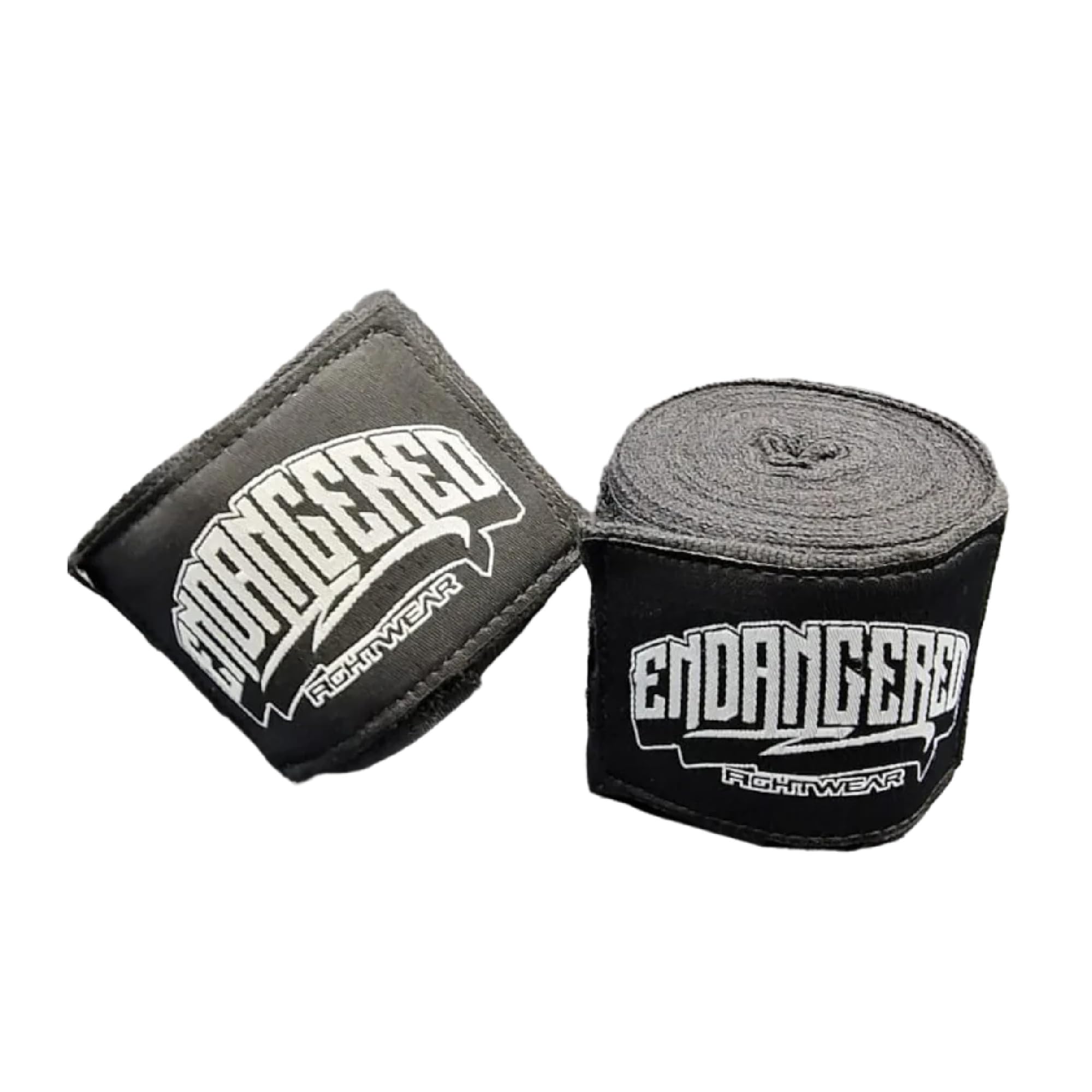 Black Boxing Hand Wraps by Endangered Fightwear - Pair of (4.57m / 180”) Boxing Wraps for Men & Women in MMA, Muay Thai, Sparring, and Kickboxing - Intense Training Protection - 7 Colours - UK