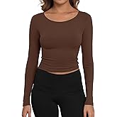 Artfish Women's Casual Basic Ribbed T-Shirts Slim Fitted Boat Neck Long Sleeve Crop Top