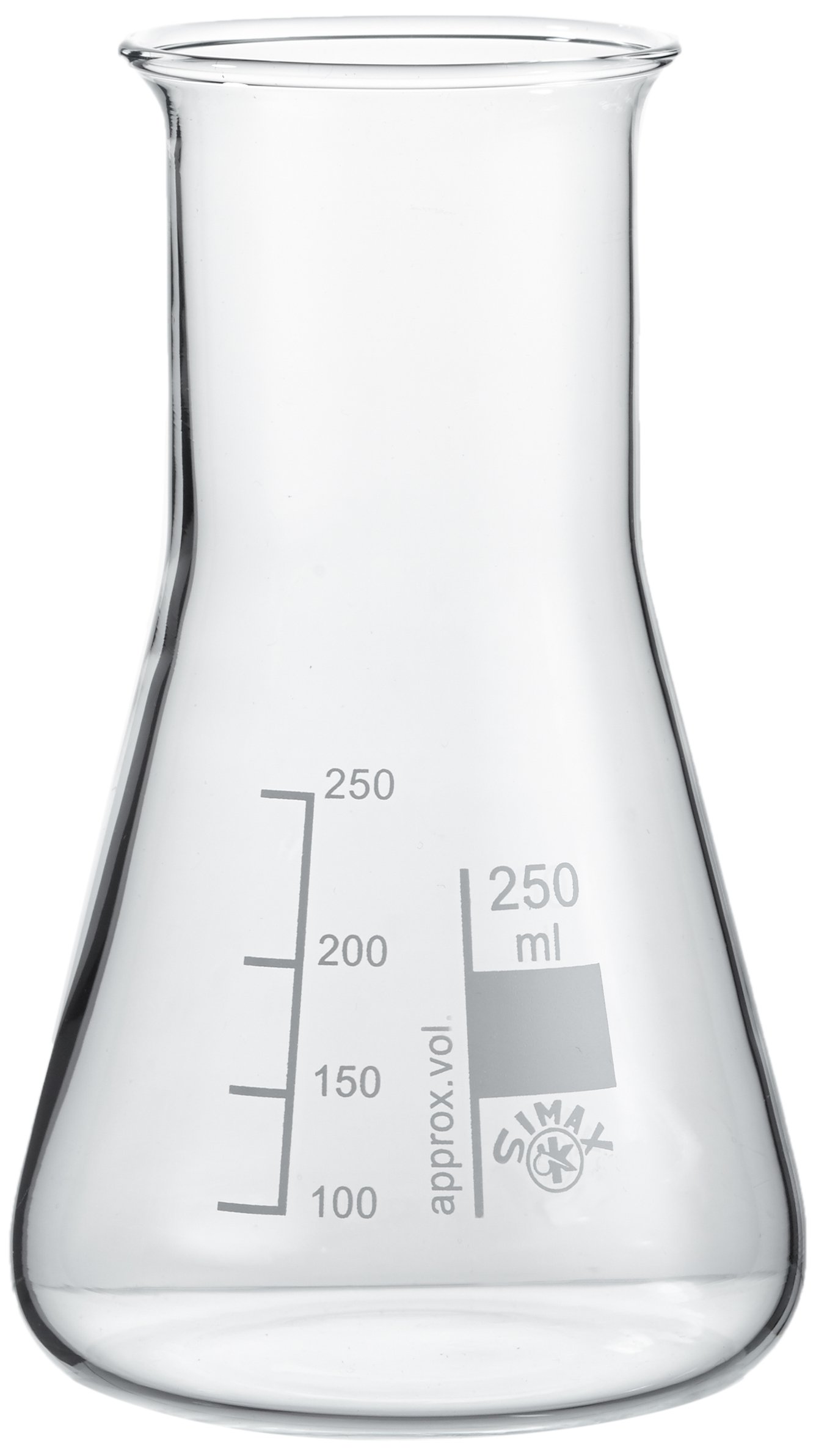 neoLab Pack of 10 Wide Neck Erlenmeyer Flasks, 250 ml, Made of Simax Borosilicate Glass 3.3, Glass Flask with Graduation & Graduation, Volumetric Flask Heat Resistant & Chemical Resistant (E-1069)