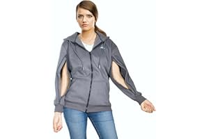 MandMcares Dialysis Hoodie with Arm Zipper, Warm Adaptive Jacket Sweatshirts for Hemodialysis, Infusion & Chemo Treatments