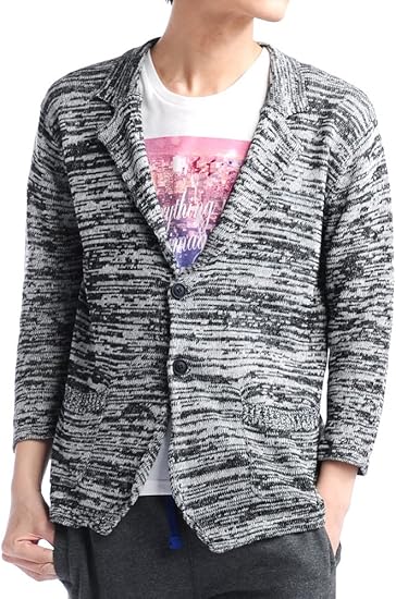 Amazon クロ ホワイト７分 Xl ディーゼルパワー Diesel Power 綿麻 テーラードジャケット ニットカーディガン メンズ 長袖 無地 コットン ニット ニットソー 2つボタン 2b 春 夏 Dsp カーディガン 通販