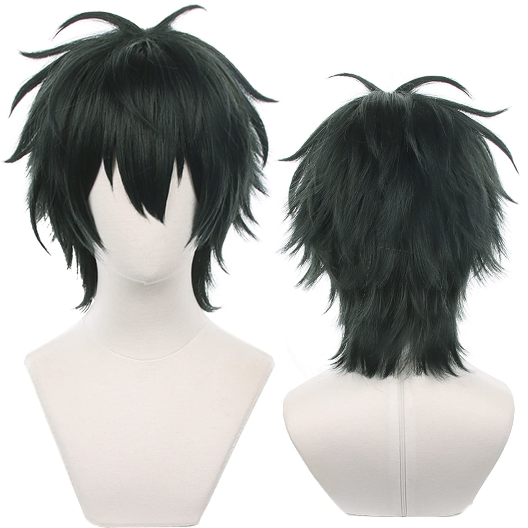 Men Dark Green Short Cosplay Wig Kagehira Mika Wig with Heat Resistant Synthetic for Halloween Comic Con Daily Use Replacement Wigs — image 1