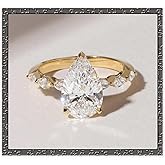 ZengoriGems Engagement Rings for Women 14k Gold Plated 925 Sterling Silver Pear Cut 3ct Cubic Zirconia Anniversary Promise Rings for Her Minimalist Teardrop Wedding Bands Size 5-9