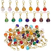 AHANDMAKER 56pcs Crystal Dangle Charm Colorful Faceted Glass Pendants Handmade Dangle Bead Charms with Gold Lobster Claw Clasp for Keychains, Jewelry Making, Crafts, Purse Decoration 28mm