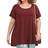 JOELLYUS Plus Size Tops for Women Tunic Floral Casual Short Sleeves T Shirts Flowy Blouses