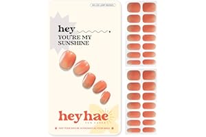 Heyhae Semi Cured Gel Nail Strips | No LED Lamp Needed | Ombre, Orange, Spring | Easy Apply & Remove, Salon Quality |Includes 28 Strips, 1 Prep Pads, Nail File & Wooden stick - Hey, You're My Sunshine