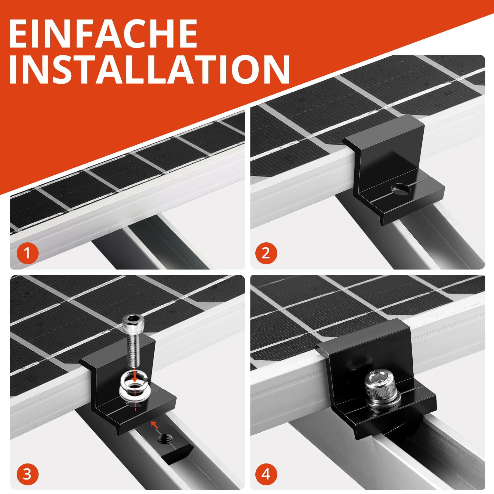 GETLITOOL Solarmodul Halterung 30mm Endklemme Kit, 10x Solarpanel Z Halterung Randklemme für Photovoltaik Montageschiene Befestigung Photovoltaik Solarpanelen für Gerahmte Solarmodul(30mm) 4