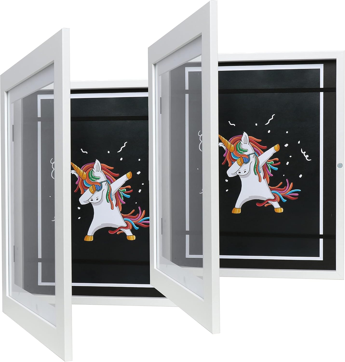 Photo Albums, Frames & Accessories - FrameWorks 10” x 12.5” White Wooden Kid Art Frame with Gallery Style Edges, Tempered Glass, and Elastic Straps 2-Pack