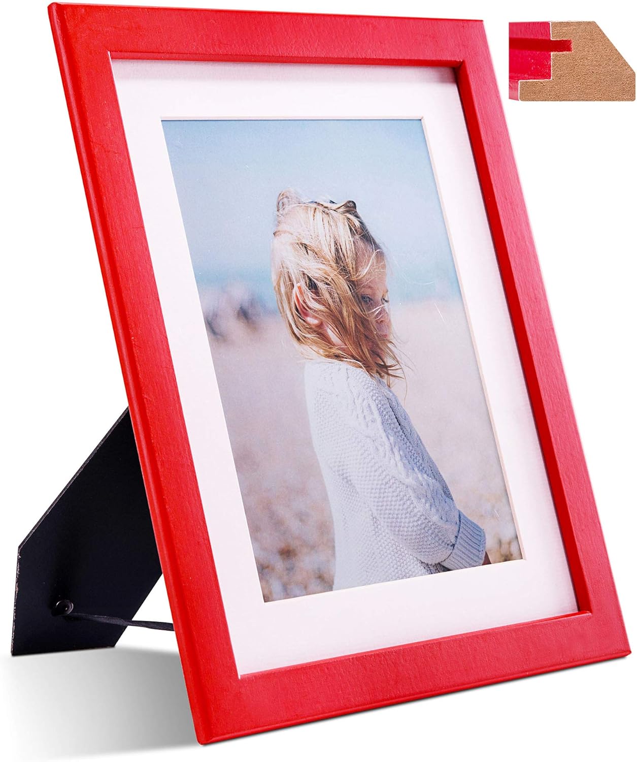 14x18 Inch Simple Red Hardwood Picture Frame with 10x13 Inch Single