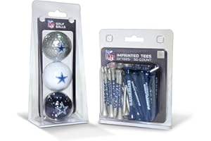 Team Golf NFL Logo Imprinted Golf Balls (3 Count) & 2-3/4" Regulation Golf Tees (50 Count), Multi Colored