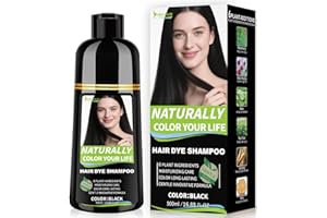 Vireo Color Black Hair Dye Shampoo for Women & Men, 15 Min Gray Coverage, 3 in 1 Semi-Permanent Color with Natural Herbal Ingredients, Lasts 60 Days