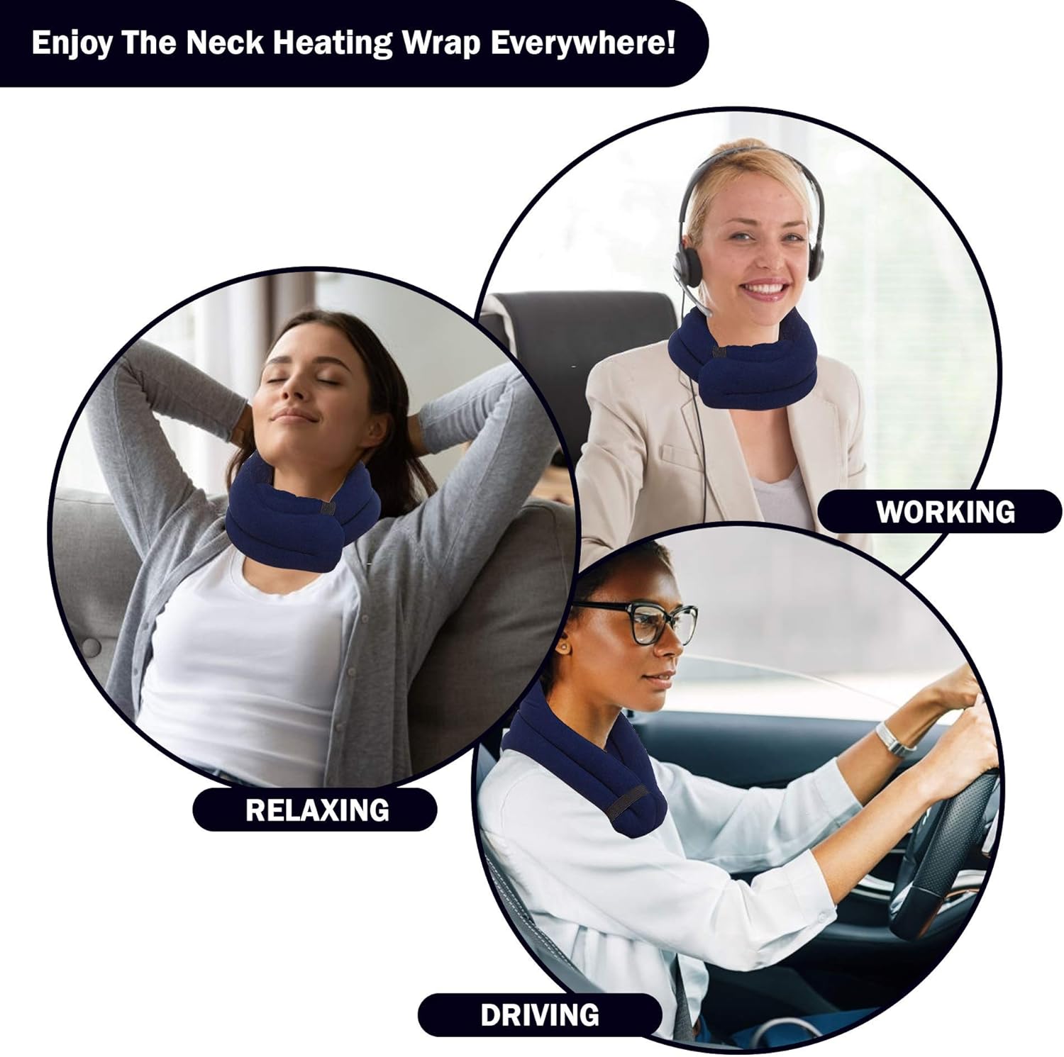 Hands-Free Neck Heating Wrap: Resusable Heating Pad for Neck and Shoulders - Microwavable Thermal Pad - Easy Strap for Therapy - Large Heating Pad for Shoulder Pain & Neck Relief (London): Health & Personal Care