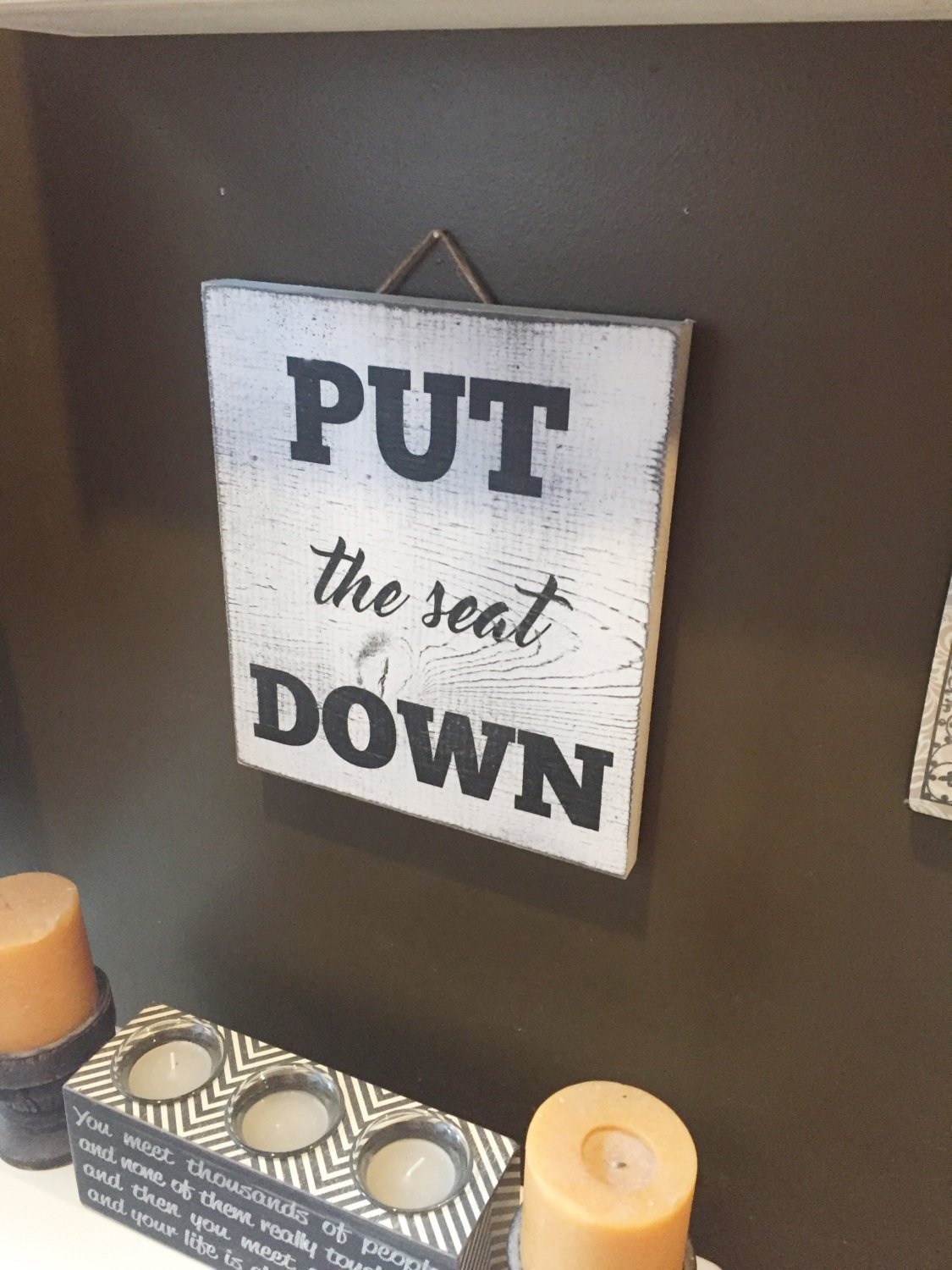 Put the seat down sign funny bathroom sign funny
