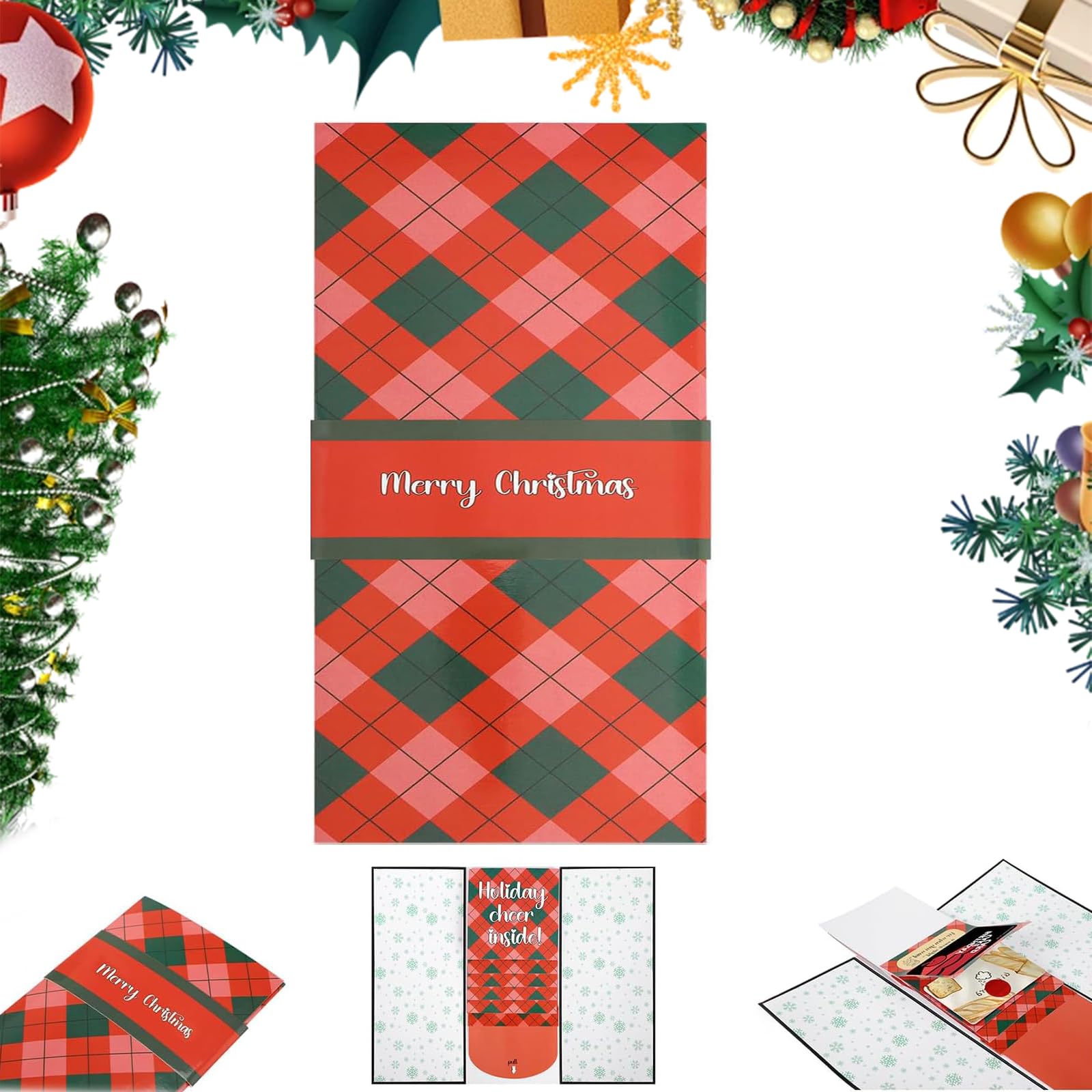 Photo 1 of 2026 New Handmade Waterfall Christmas Gift Card Holder, Money & Cash Sleeve Booklet for Holiday Gifts | Xmas DIY Greeting Card & Message Album for Family, Friends, Teachers | Unique Christmas Party Supplies