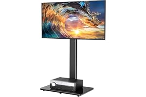 PERLESMITH Universal Floor TV Stand/Base with Swivel Mount for Most 37-70 inch LCD LED TVs - Height Adjustable, Cable Managem