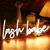SYLHOME Lash Babe Neon Light Sign Lashes Beauty Salon Gorgeous Lady Girls Bedroom Wall Decor Sign Eyelash for Party Birthday Decoration USB 5V 15.8"X6.5" Warm White