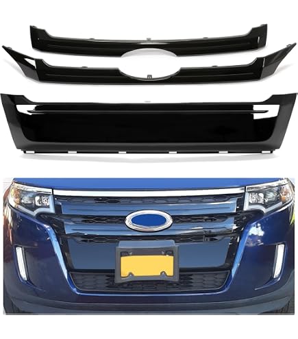 CROSSDESIGN Chrome Front Grille – Direct Fit For 2015-2018 Ford Edge – Upper Bumper Grill Silver