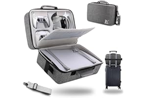 JAMINI Hard Shell Carrying Case for PS5, PS5 Pro, Travel Protective Bag Suitable for Playstation 5 Digital Edition, Console, Controllers, Headset and Gaming Accessories, Grey
